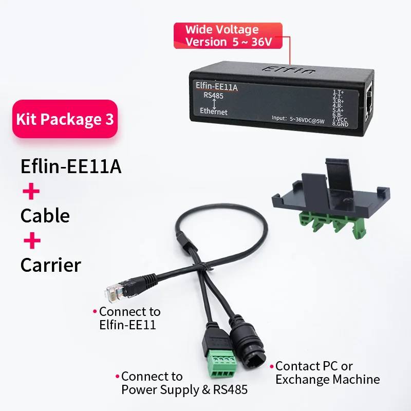 직렬 포트 RS485 이더넷 장치 IOT 서버 모듈 Elfin-EE11A, TCP/IP 텔넷 모드버스 TCP 프로토콜 지원