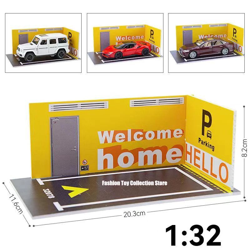 Diorama 1/32 Car Garage Parking Lot Model PVC Garage DIY Scene DieCast Car Model For Kids Present