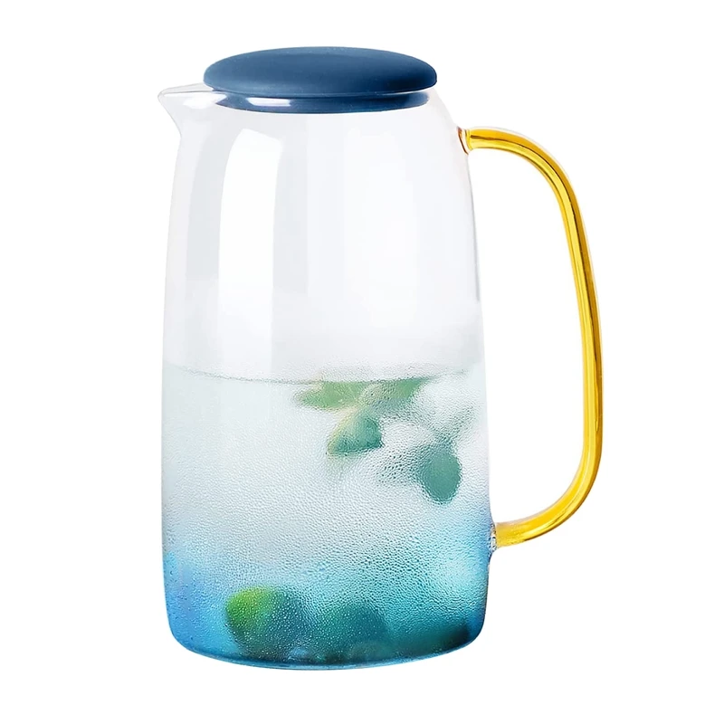 Glass Pitcher With Lid,Lemonade Pitcher,Tea Pitcher,Borosilicate Glass Carafe,For Hot And Cold Water, Drinks, Wine, Tea