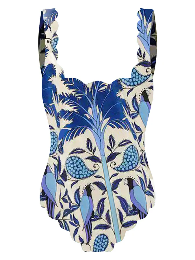 Printed Beachwear 2023 Fashion Women Swimwear1 Piece Swimsuit and Cover Up Summer Square Neckline Bathing Suits Sexy / New