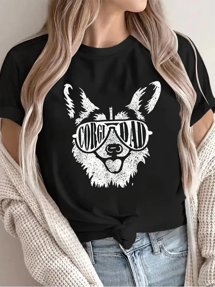 Corgi Dad Dog Owner Pet Welsh Corgi Fathers Day T Shirt T-shirts for Women Graphic Tees Funny Graphic Tees for Women Summer Tops