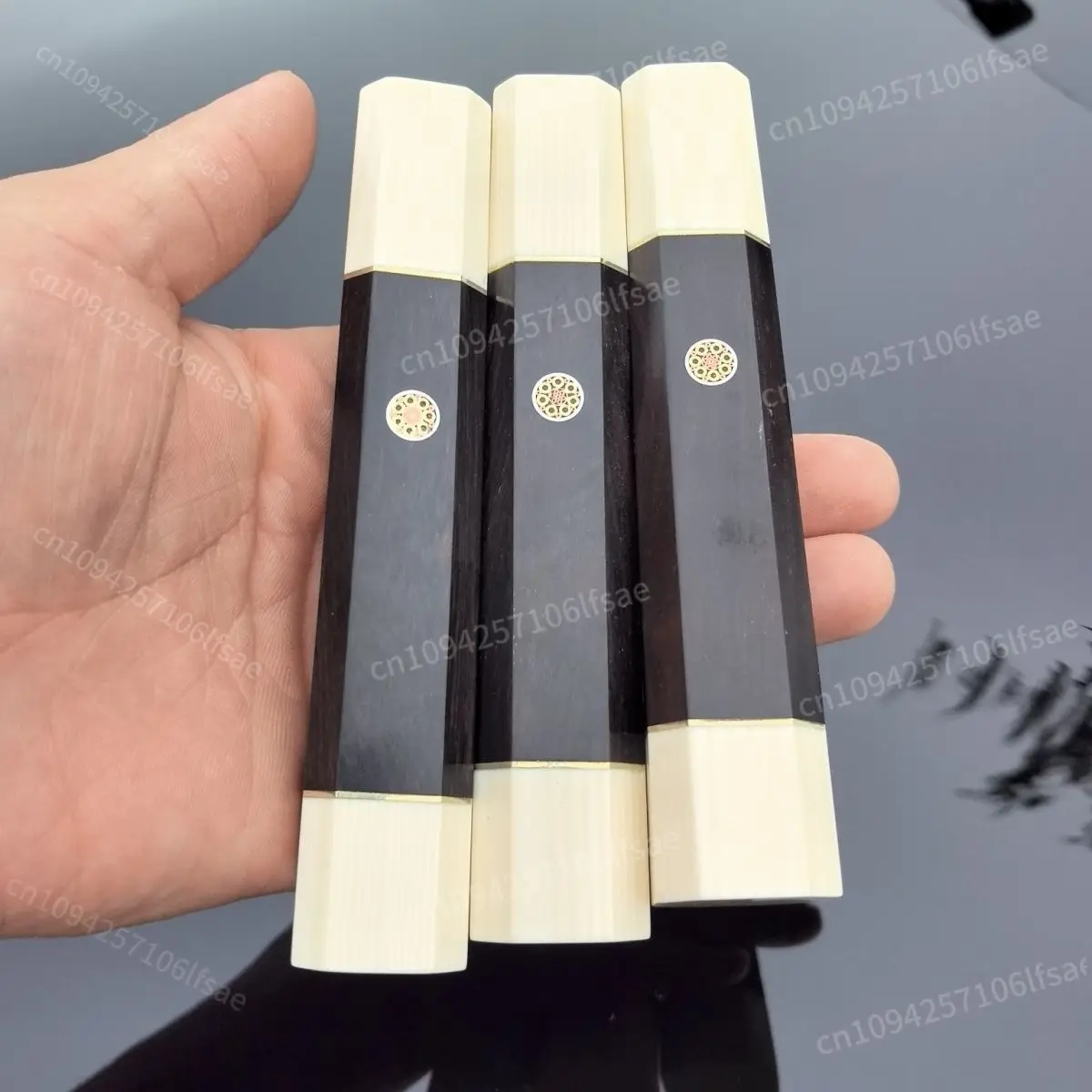 Japan Octagonal Blackwood Knife Handle Fish Raw Chef Knife Blade Sushi Kitchen Imitation Ivory Material Handle Hole Depth 10CM