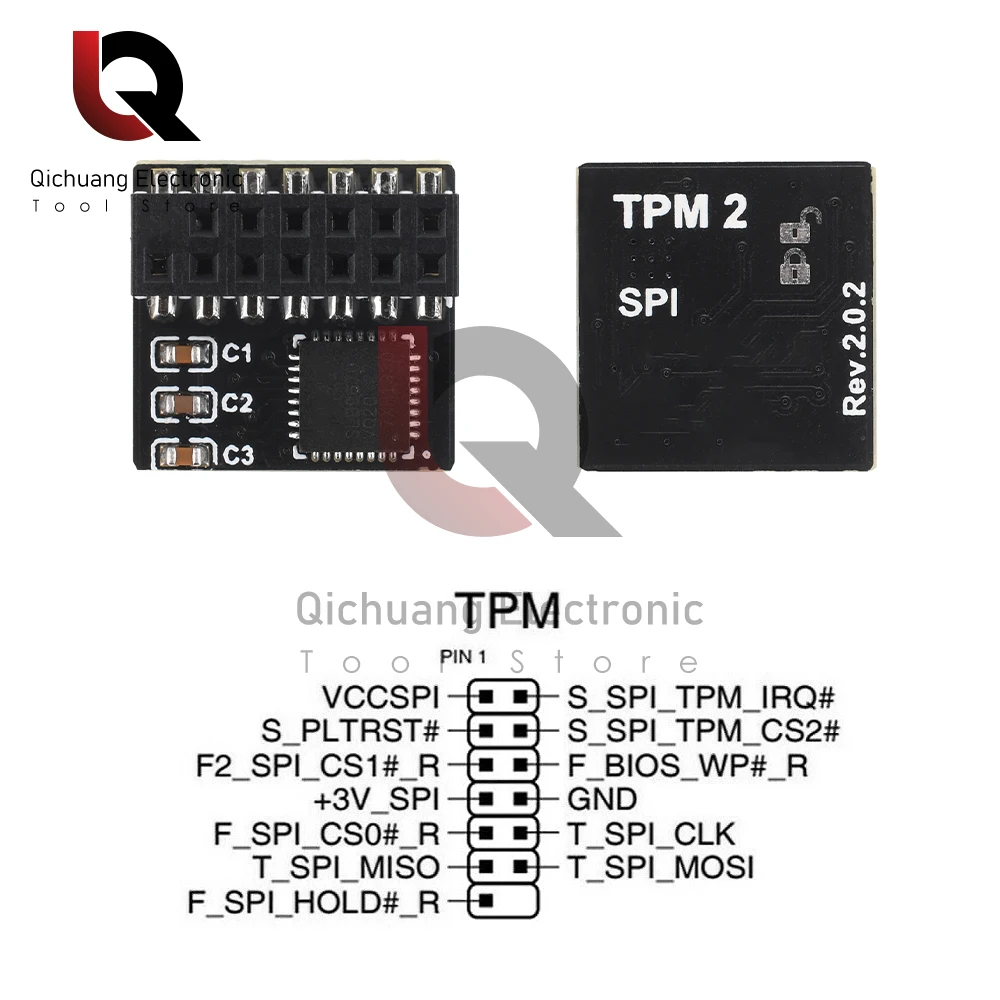 Modulo di sicurezza TPM2.0 14 Pin SPI H modulo piattaforma affidabile Chip di crittografia autonomo