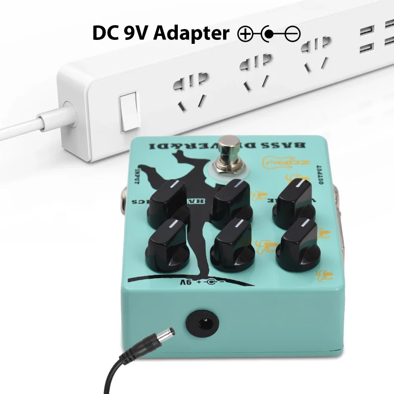 Driver&DI Box Bass Effector Pedal Electric Bass Guitar Effector with XLR Output Bass Amp True Bypass DC9V Input/Output Interface