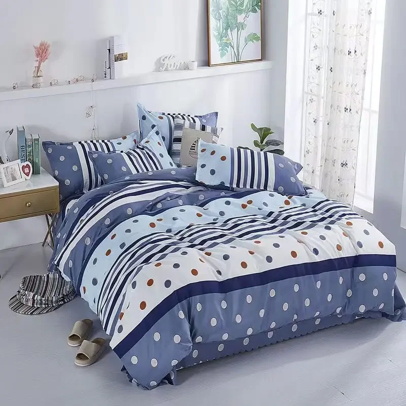 Conjunto de edredão para dormitório, lençóis, capa de edredão simples, quartos, cama de quatro peças para famílias