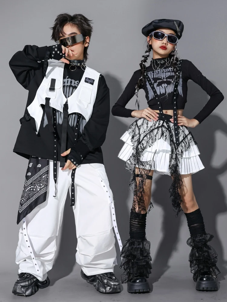 2025 Kinder Hiphop Tanzkostüme für Mädchen Kpop Outfits Street Dance Wear Jungen Jazz Modern Dance Performance Kleidung DQS 20557
