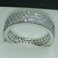 Eternity Lab Diamond Ring White Gold Wedding band Rings for Women Bridal Promise Engagement Jewelry Gift
