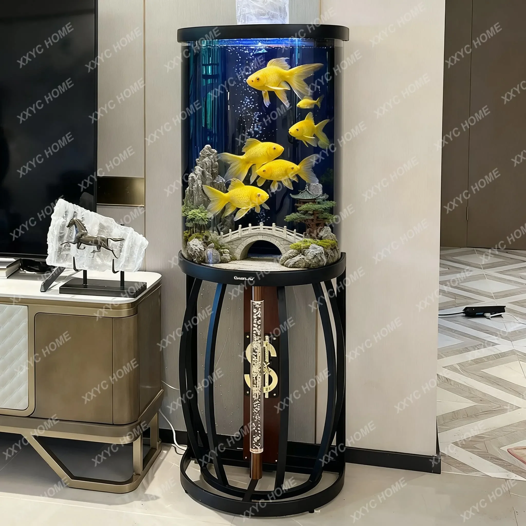 PFish Tank Semi-cylindrical Fish Tank Living Room Small Floor Ecological Intelligent Acrylic Aquarium