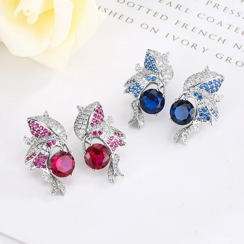 

Fashion Elegant Red Blue Butterfly Earrings for Women Sparkling Rhinestones Silver Plated Jewelry Trendy Party Wedding Accessory