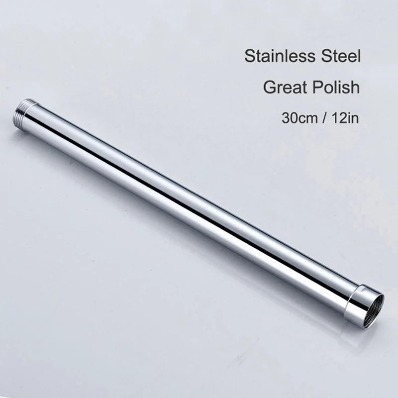 Shower Extension 30CM Stainless Steel Round Chrome Bathroom Shower Rod Extension