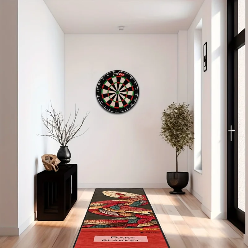 Dart Runner Rug Colorful Feather Mosaic Print Long Anti‑Slip Floor Mat Professional Darts Game Area Carpet for Game Room Home De