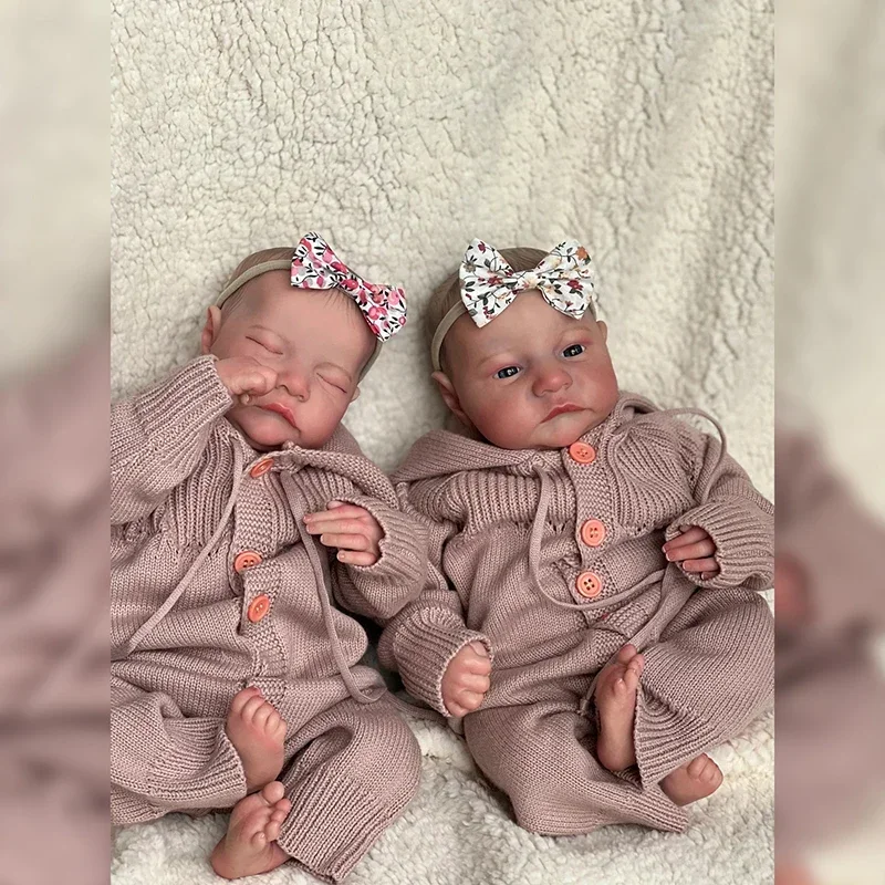 45CM Finished Reborn Baby Doll Levi Awake Sleeping Newborn Baby Size 3D Skin Visible Vein Collection Art Doll Muñeca Bebe Reborn