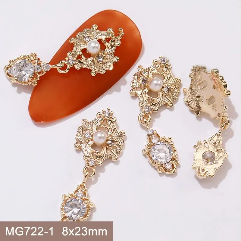 10pcs/lot MG722 Luxury Flowers Tassel Zircon Nail Art Crystals Jewelry Rhinestone Nails Accessories Supplies Decorations Charms