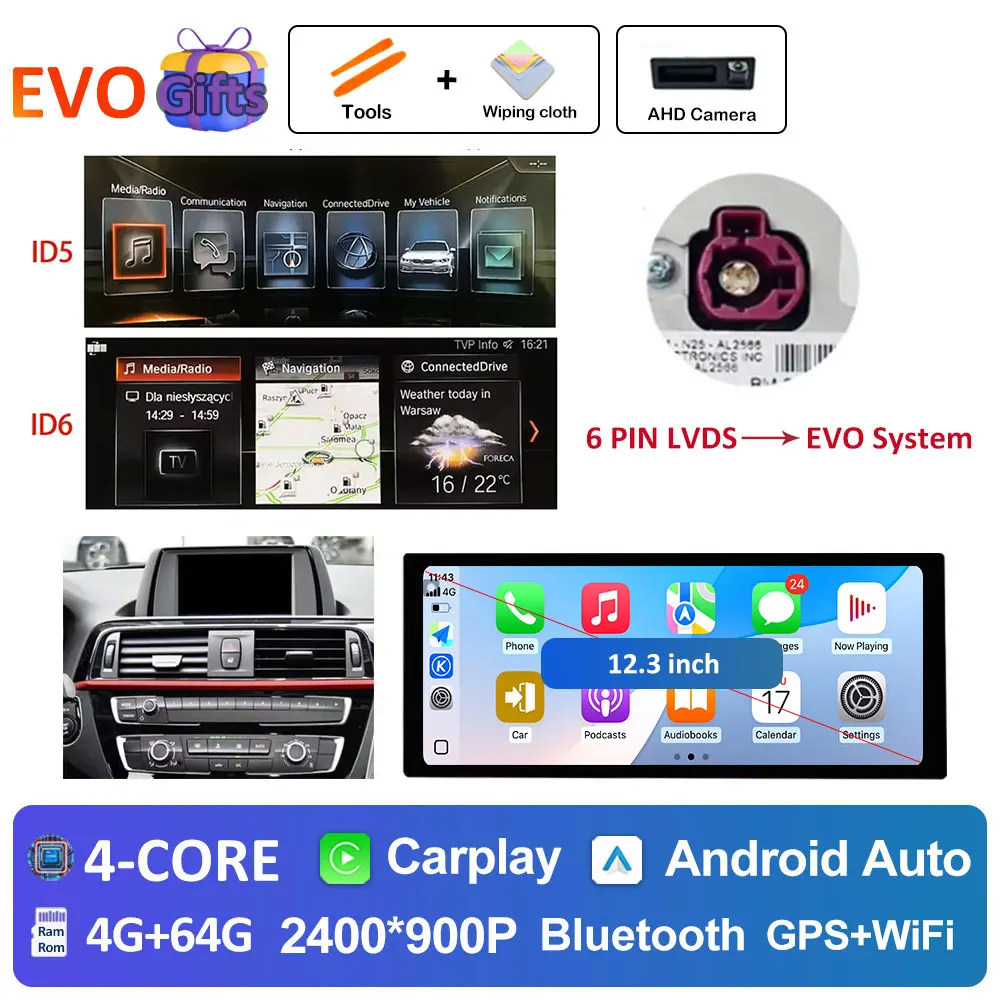 Autoradio Android 16 Multimedia Speler 4G voor BMW 2 Serie F45 F46 2014 - 2018 NBT EVO Systeem Ultradunne ScreenGPS Navigatie - afbeelding 1