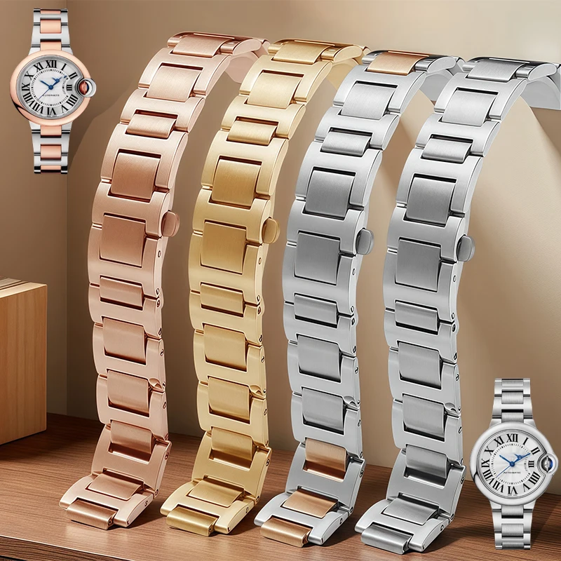 

Convex unisex Stainless steel Watchband For Cartier Blue Balloon series 14-8mm 16-8mm 18-11mm 20-12mm 22-14mm Metal strap