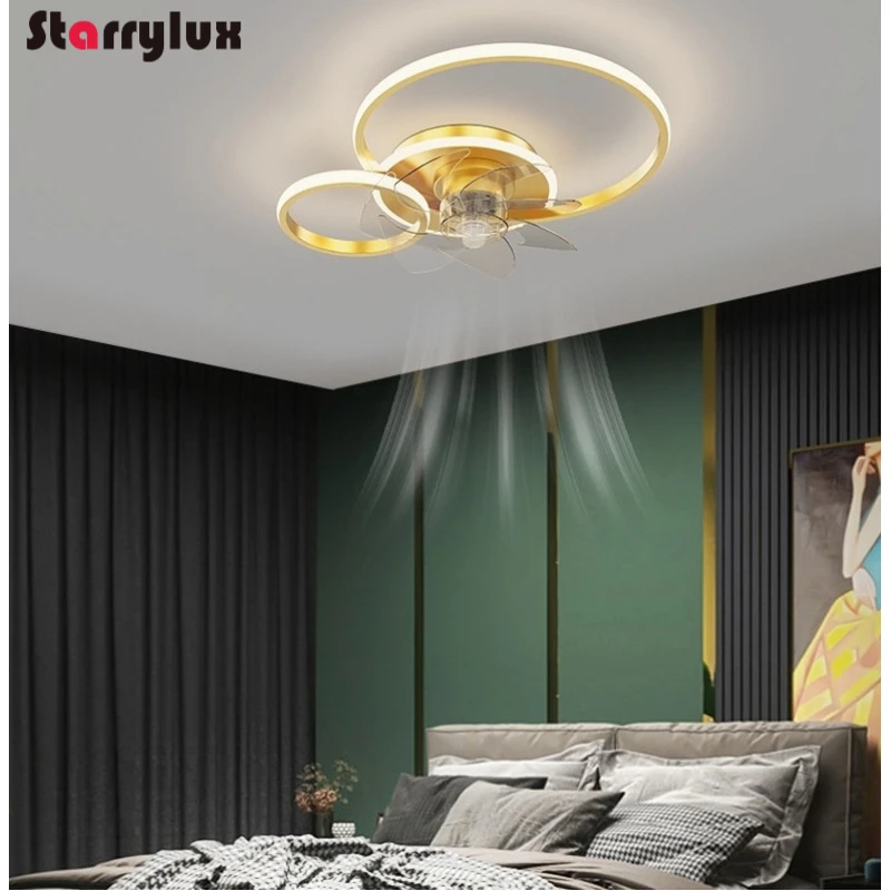 Juego de luces para ventiladores de anillo nórdico 2 en 1, ventilador de techo moderno con lámpara LED para sala de estar, comedor y dormitorio