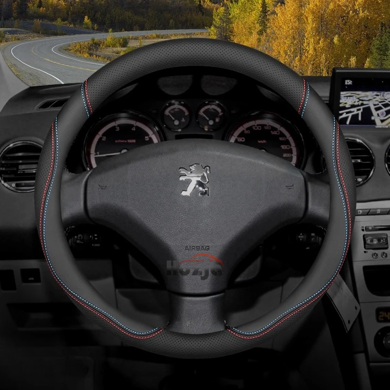

Leather Car Steering Wheel Cover for Peugeot 307 106 Partner 407 406 306 301 108 607 408 207 206 208 308 508 SW GT 2012 - 2025