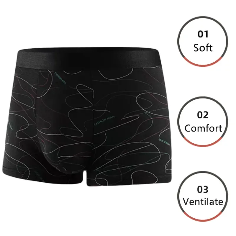 3 Pieces Men Boxers Sports Underwear Underpants Shorts 2XL 3XL 4XL Simple Line Breathable Fashion Sports Fitness