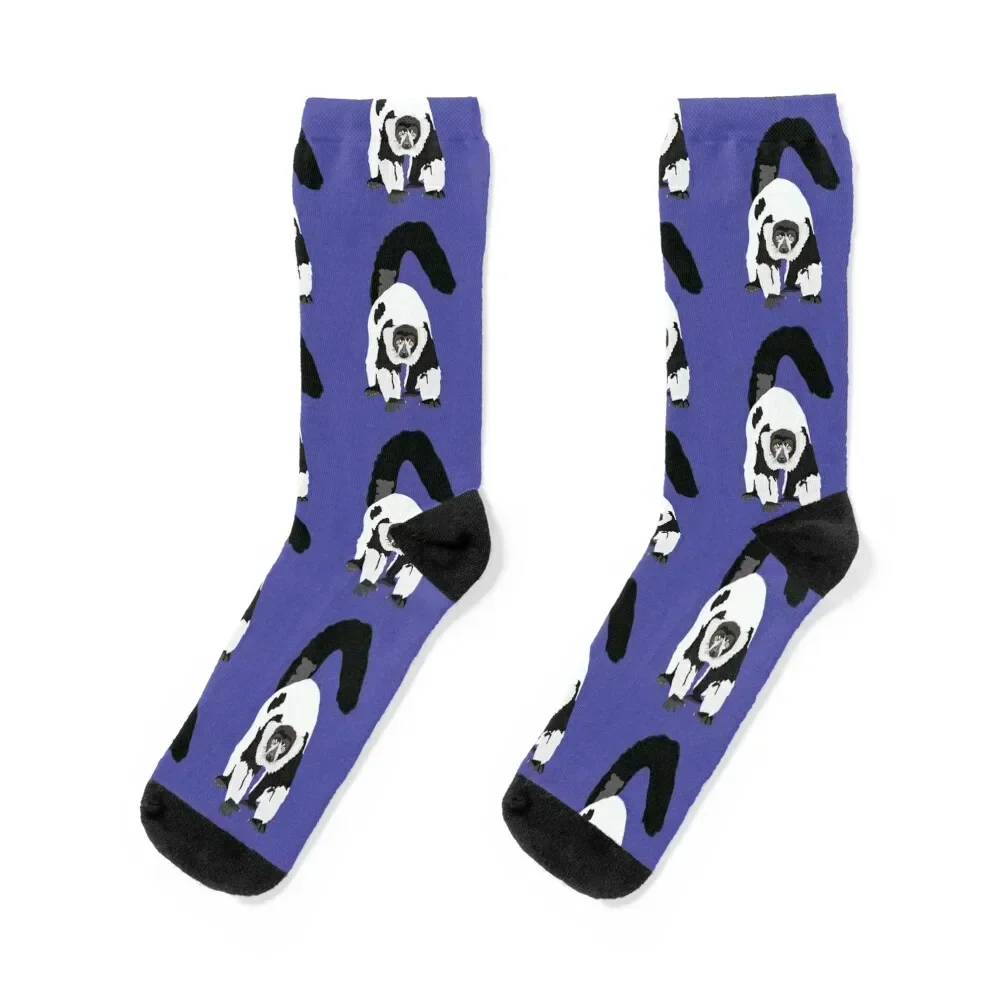 B is for Black and White Ruff Lemur Socks Non-slip kawaii Socks Woman Men's