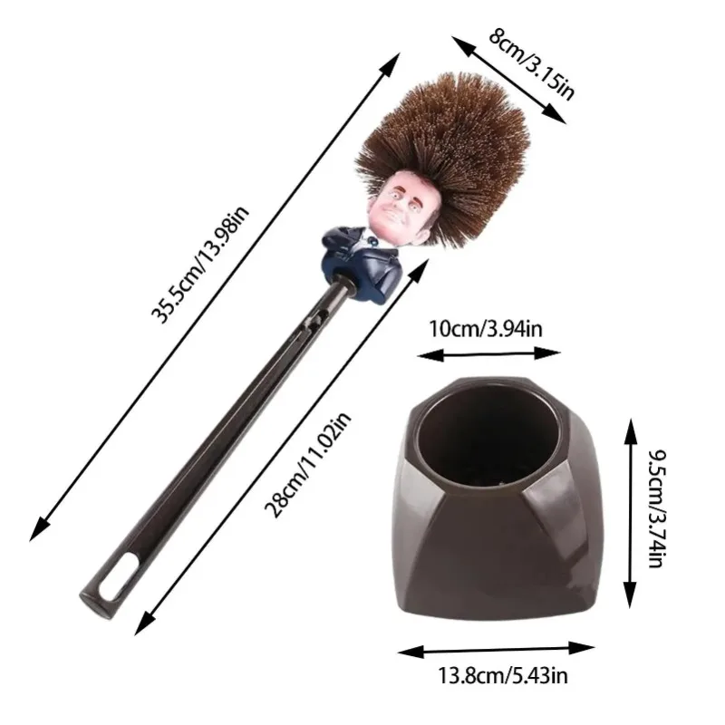1set Toilet Brush WC Borstel Emmanuel Macron Brosse Cartoon Toilet Brush with Holder Creative Bathroom Cleaner Unique Gag Gift
