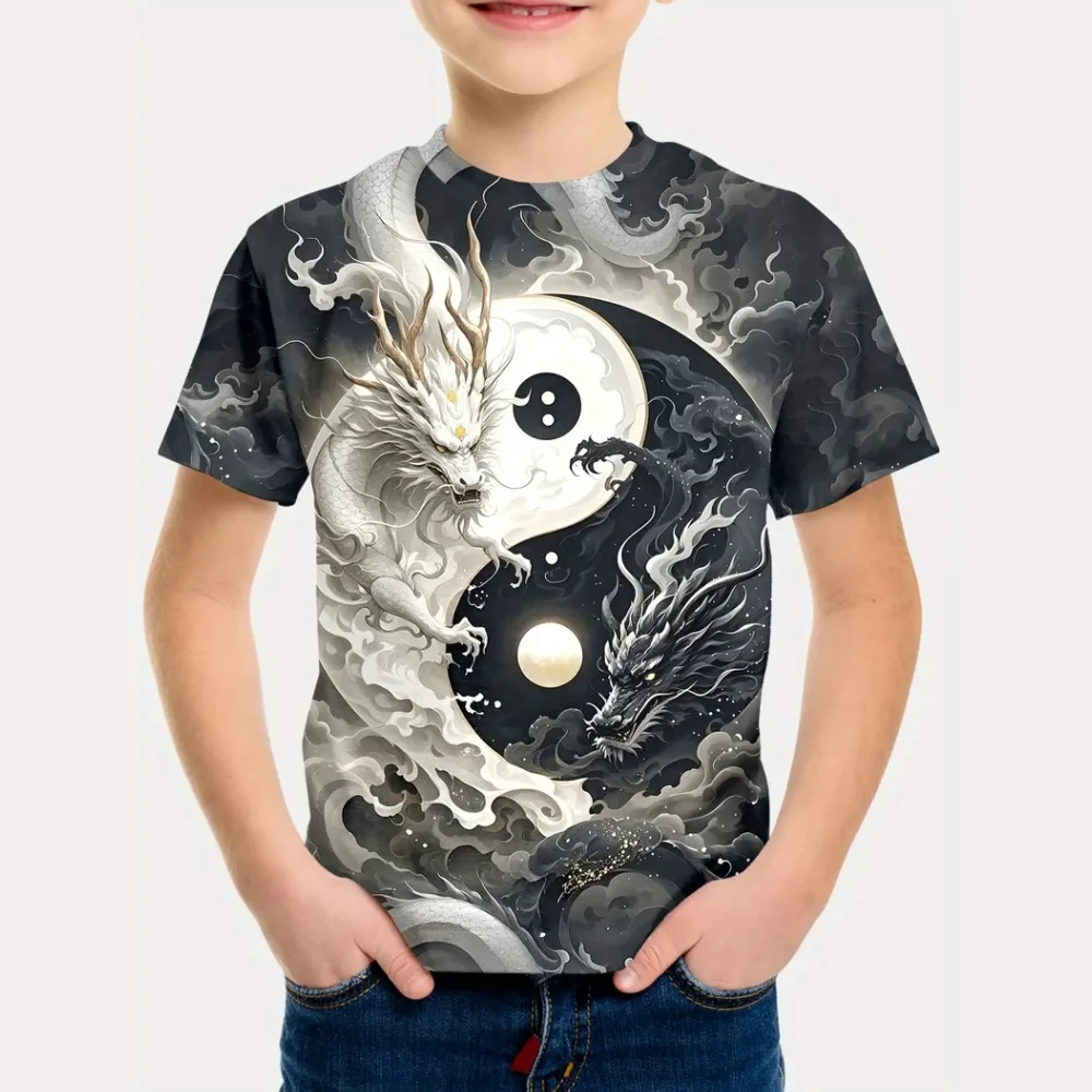 

2025 Children's Clothing 3D Print Megalosaurus Graphic T Shirts Summer Outdoor Casual Comforts Cute and Funny T-Shirt for a Boy