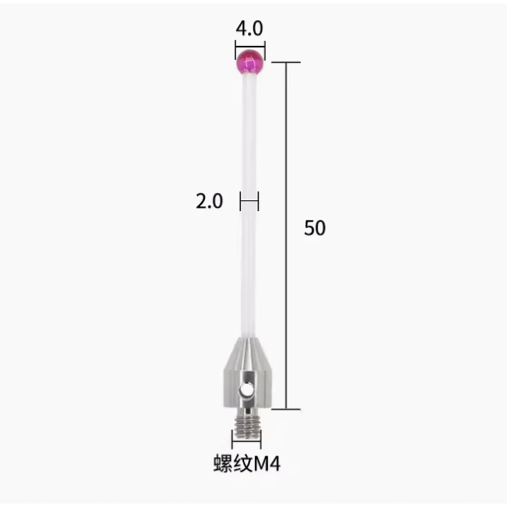 M4 L50/L100 3D Three Dimensional Gauge Meter Coordinate Measuring Machine CMM Tip Probe Thread Ruby Head Ceramic Styli Rod