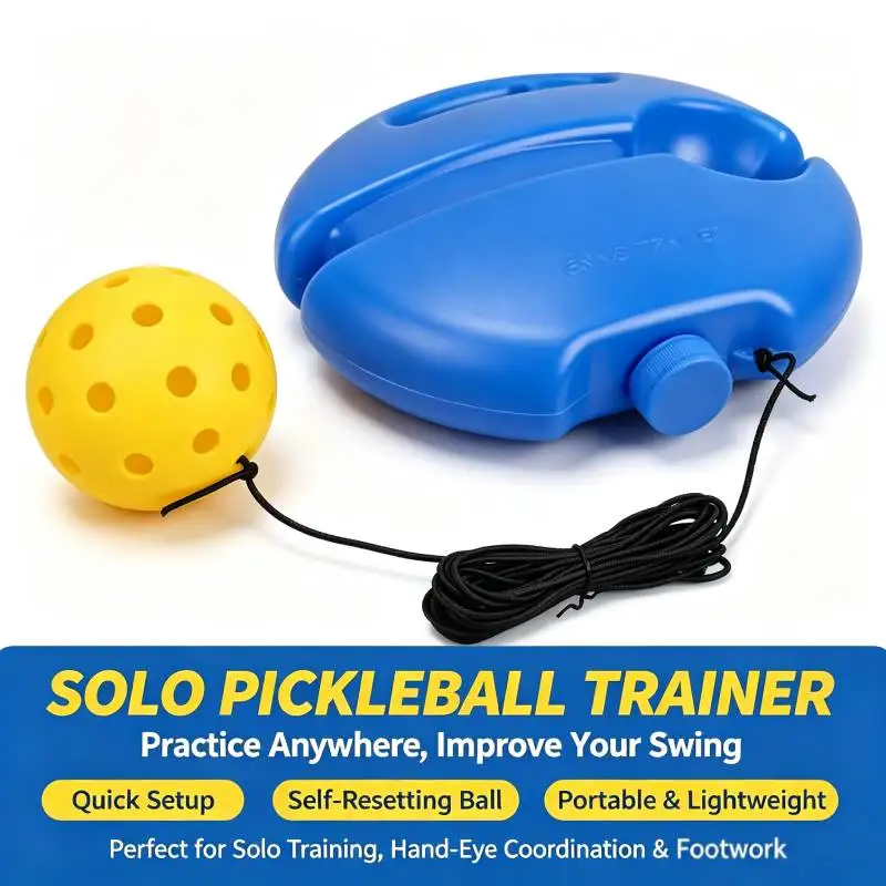Pickleball Solo Trainer Rebounder Stable Water Injection Base Elastic Rope Pickle Ball Training Tool for New Players