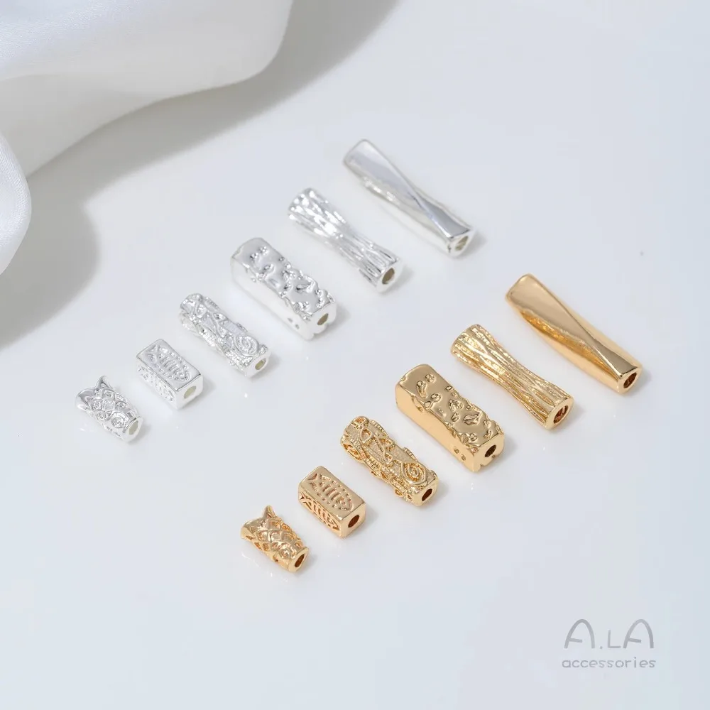 النحاس حبة 14K الذهب اللون أنبوب مربع صغير الخصر كوي حبة فاصل أنبوب حبة مطرز اليدوية DIY بها بنفسك مجوهرات اكسسوارات