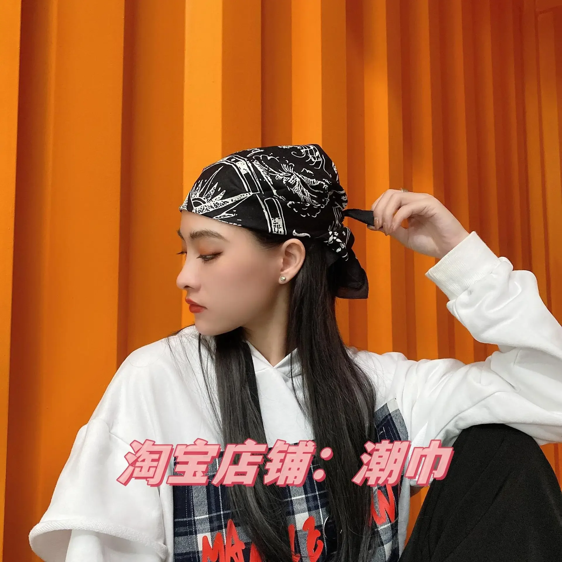 Hip Hop Bandana Cotton Sports Cycling Face Cover Scarf Whale Anchor Korean Style Unisex Headwear for Men Women