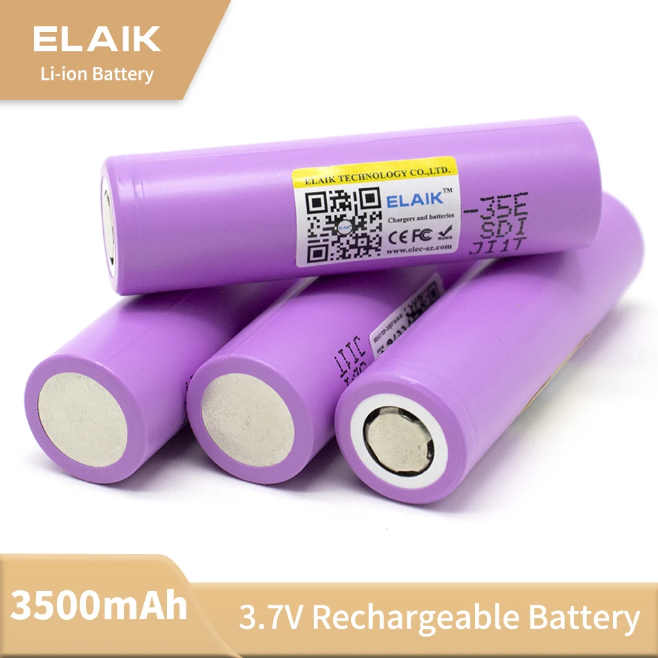 Batterie de Grande Capacité 3500mAh, 3.7V, 18650, Stockage d'Massage, Cellule à Tête Plate 35E