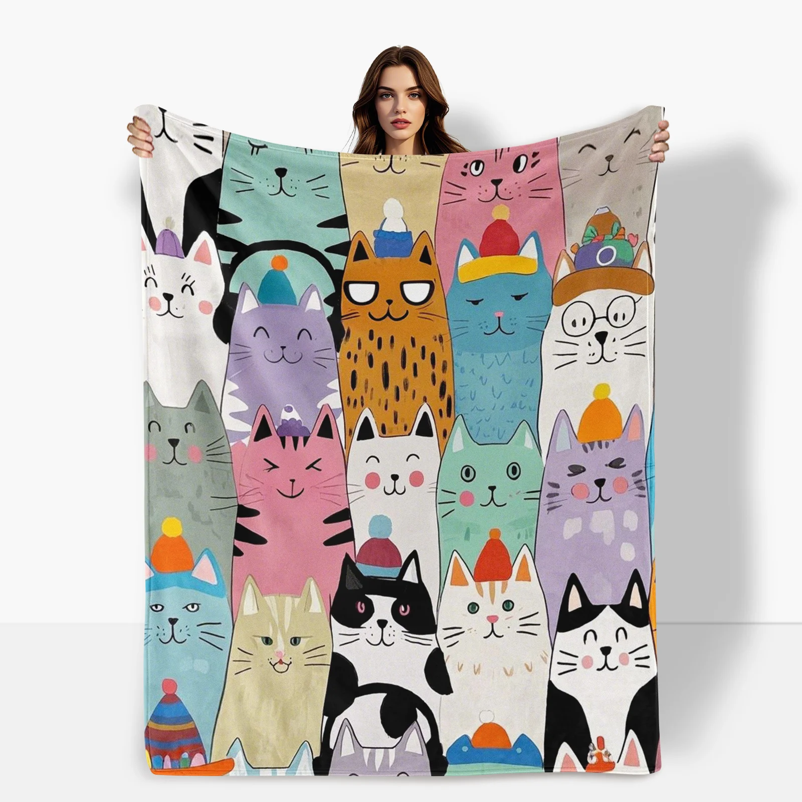 Minimalist Cat Line Art Multicolor Animal Blanket For Home Decor And Warmth Inspired By Simple Art And Feline Lovers Everywhere