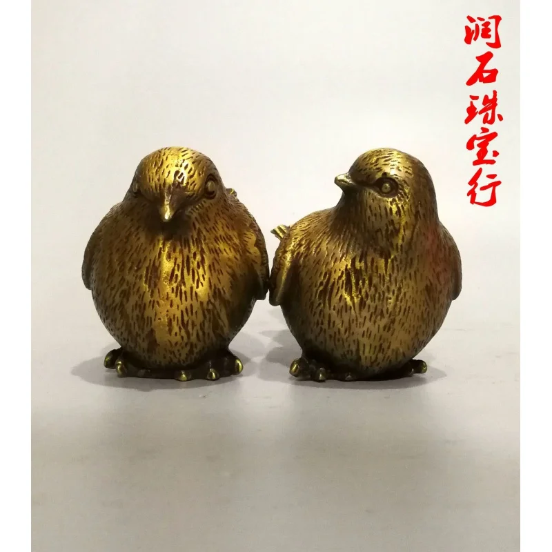 Free Shipping Copper Sparrow Pair Copper House Sparrow Bird a Little Sparrow Decoration Home Decoration Gift Antique Collection