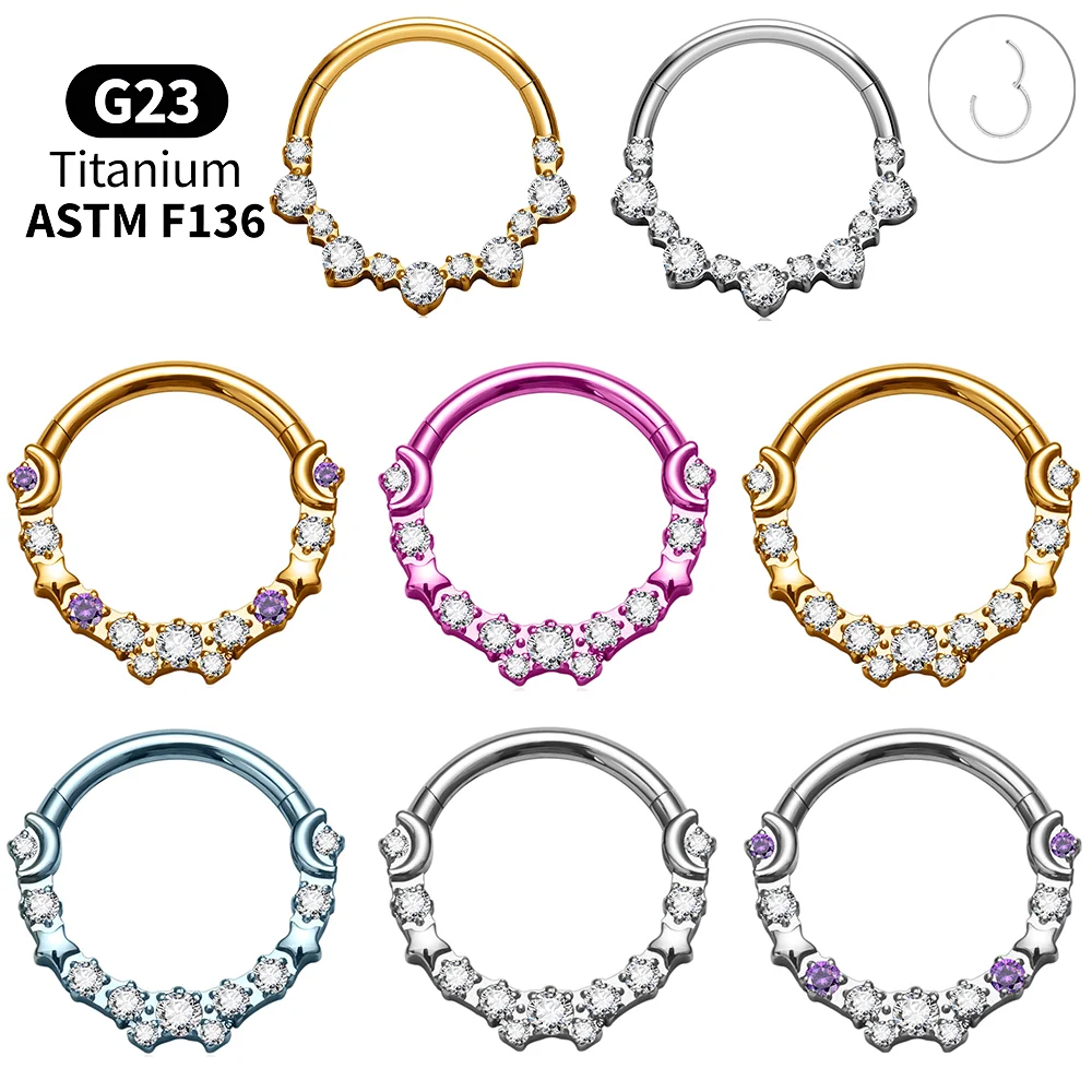 Titanium Hoop Clicker Ring Set Septum Piercing Helix Tragus Cartilage Daith Conch Rook Labret Nose Stud Earring Body Jewelry