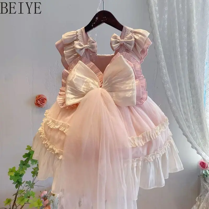 Kids Princess Dress Suspender Birthday Tutu Pink Kawaii Short Cute Lolita Style Girls Party Dresses Summer 2026 New