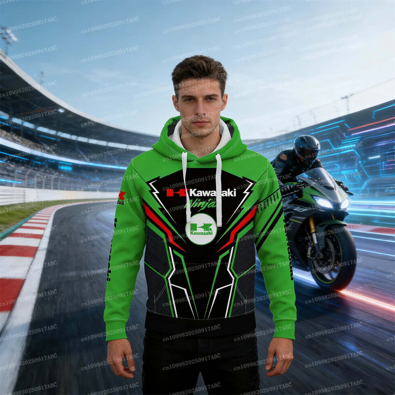 

（Kawasaki ）Men's Hoodie Y2K Kawasaki Hooded Models Outdoor Ninja Motorcycle Pullover Women Hoodie Top Extreme Sports Adventure