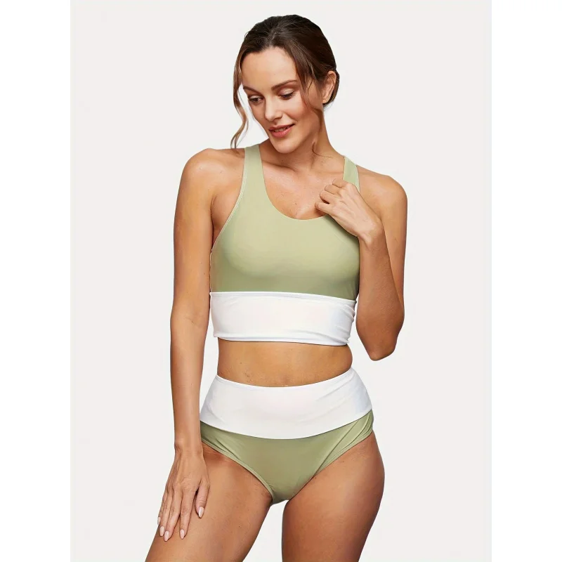 Plus Size Two-Piece Swimsuit for Women High-End Feel Huludao Swimwear Printed Zipper Bikini Swimsuit