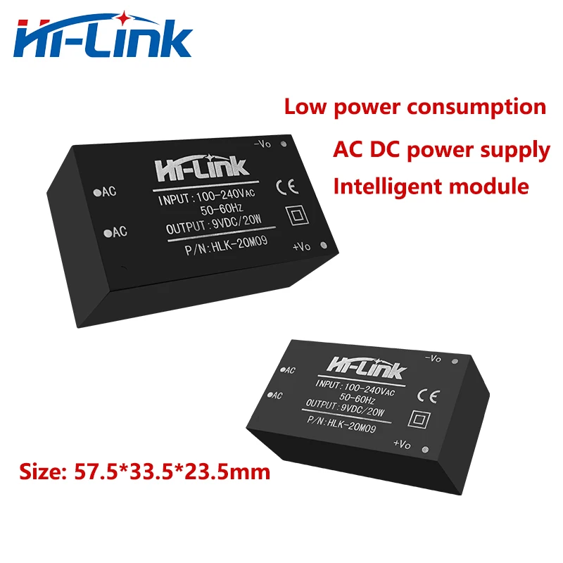 Free Shipping 5pcs/lot 20W 9V 2.2A AC DC Isolated Power Supply Module HLK-20M09 Smart Home Step Down High Efficiency