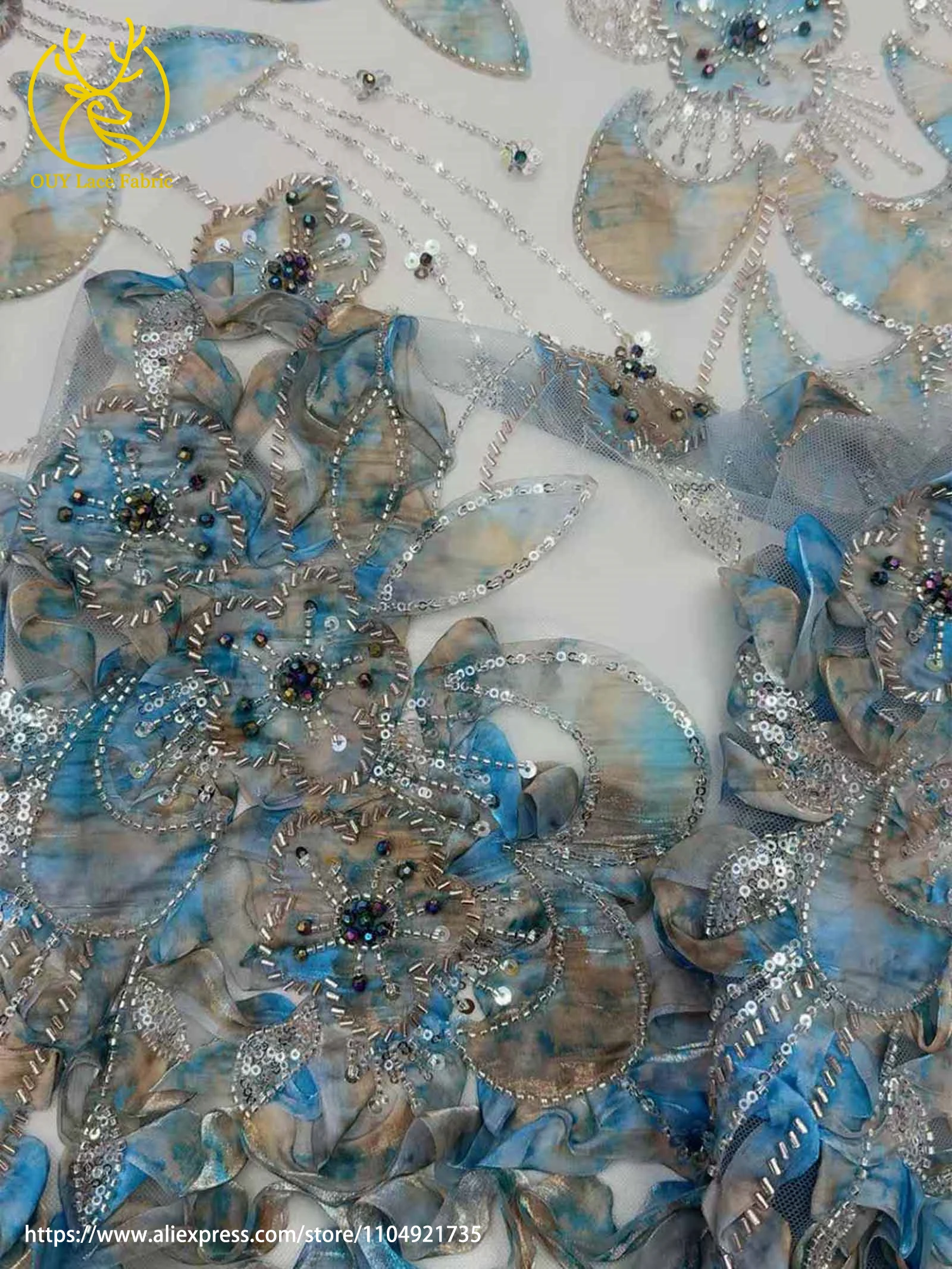 Afrikanischer nigerianischer Bräutigam-Pailletten-Spitzenstoff mit schweren Perlen, 2025, High-End-Luxus, französische 3D-Stickerei, Hochzeit, Party, Spitzenstoffe