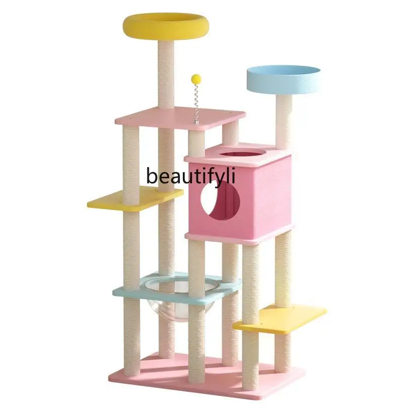 Cat Climbing Frame Nest Tree Integrated Large Shelf Sisal Scratching Board Jumping Platform Toy