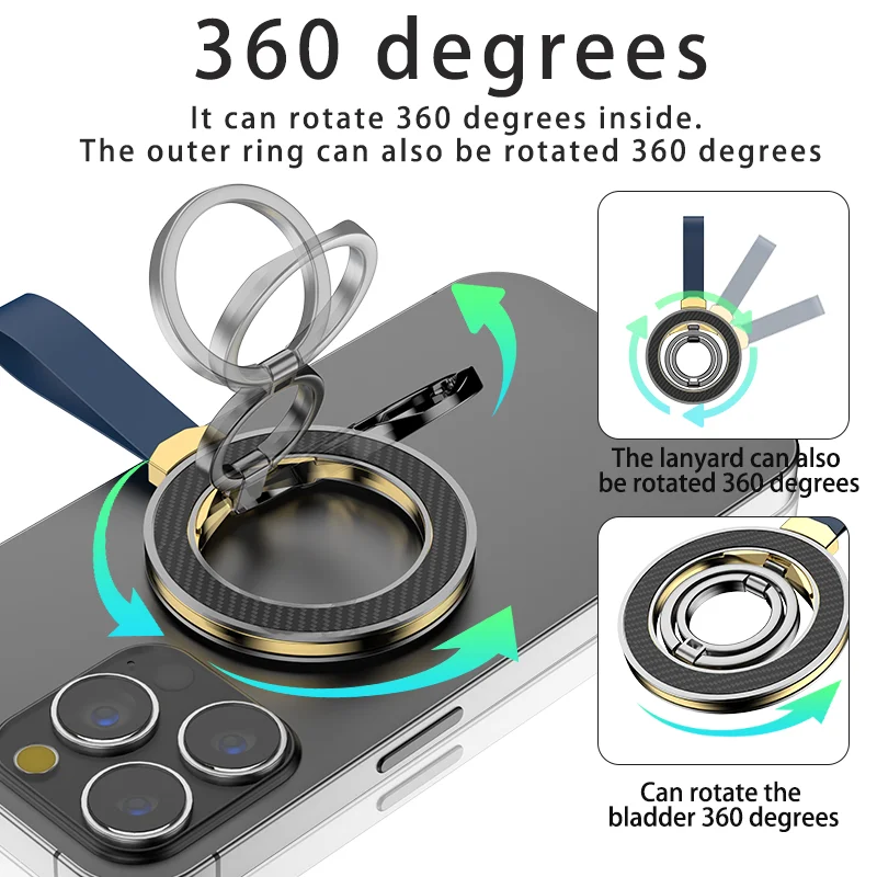 Phone Strong Magnetic Stand with Soft Strap Magnet Holder for Magsafe Cellphones Finger Ring Support for iPhone 13 14 15 Xiaomi