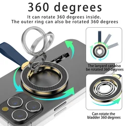 Phone Strong Magnetic Stand with Soft Strap Magnet Holder for Magsafe Cellphones Finger Ring Support for iPhone 13 14 15 Xiaomi
