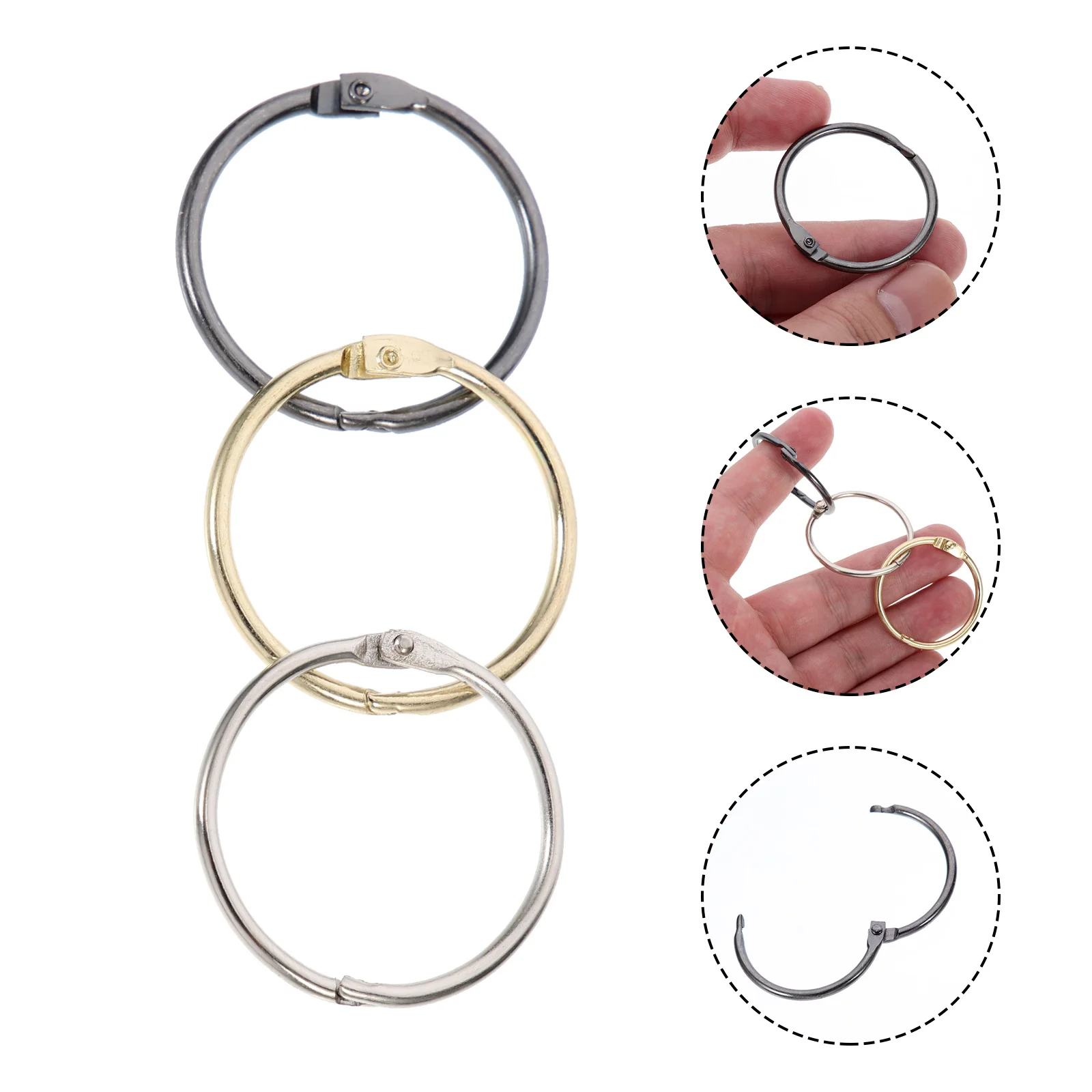 Anéis de pasta de folhas soltas, 14 peças, metal 30mm, fácil operação para estudantes, professores, notebook, acessórios de pasta, anéis de metal