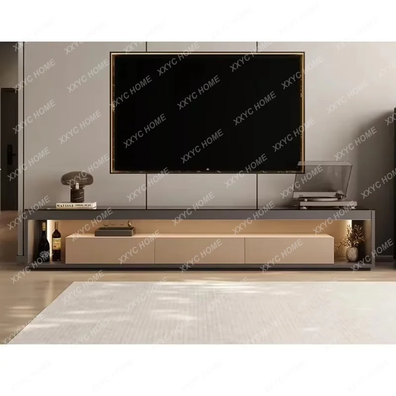 XXMinimalist Floor TV Cabinet Coffee Table Combination Light Luxury High-end Living Room Side Cabinet Audio-visual