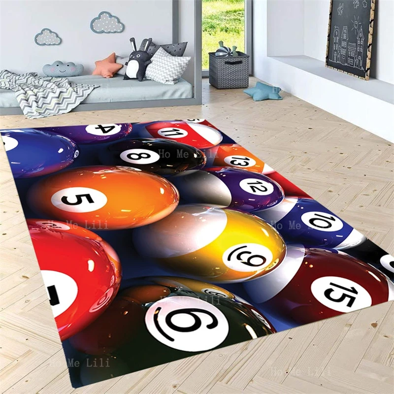 Billiards Flannel Floor Rugs Decorative Fan Club Decor Ball Flaming Design Player Gift For Him Carpet Game Zone