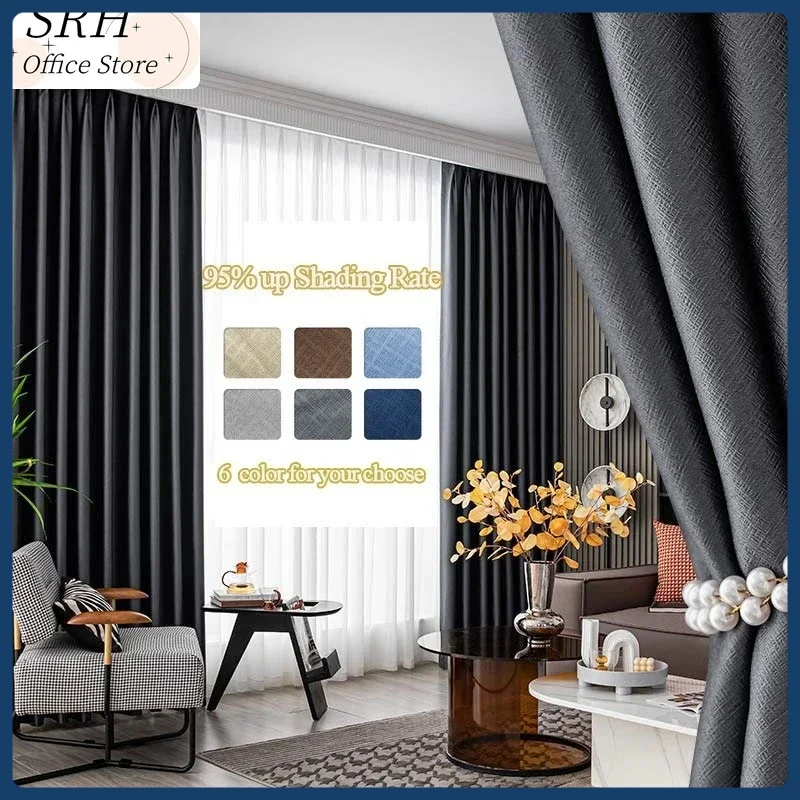Full BlackoutCurtains for Living Dining Room Bedroom Drapes for Bedroom Big Size Custom Made Modem Simple Decoration Partition