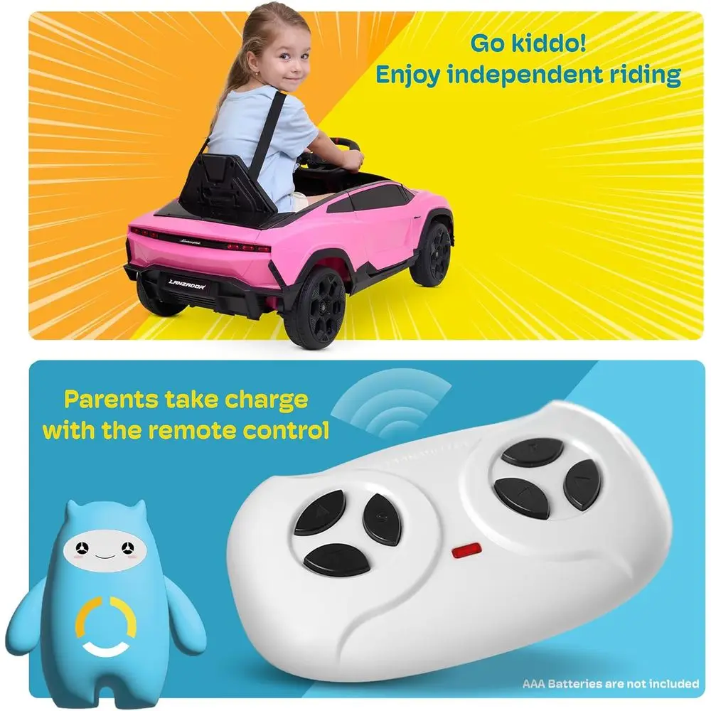 Jouet de voiture de sport alimenté par batterie Lamborghini Lanzador sous licence 12 V pour enfants avec télécommande et manuel pour parents, blanc