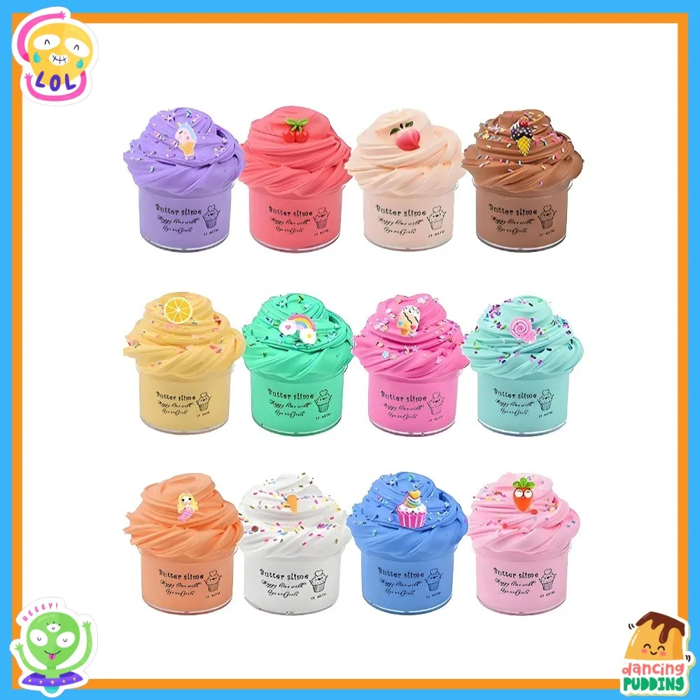Fluffy butter clay set, cute rubber clay party gift, super soft and non stick, suitable for children's stress relief toys