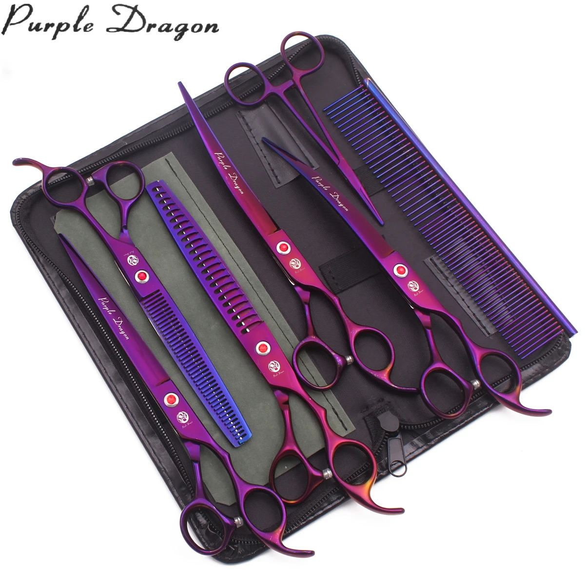 Purple Dragon Dog Grooming Scissors Kit 8