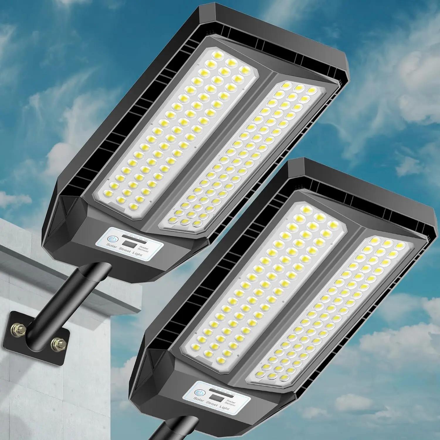 

Solar Street Lights Outdoor, 7000K Solar Light Outdoor LED Street Light Dusk to Dawn, LED Wide Angle Lamp with Motion Sensor