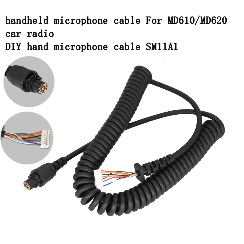 SM11A1 Handheld PTT Mic Speaker Microphone Cable for Hytera MD610 MD620 MD612i MD622i MD625 Mobile CB Car Radio DIY Cable